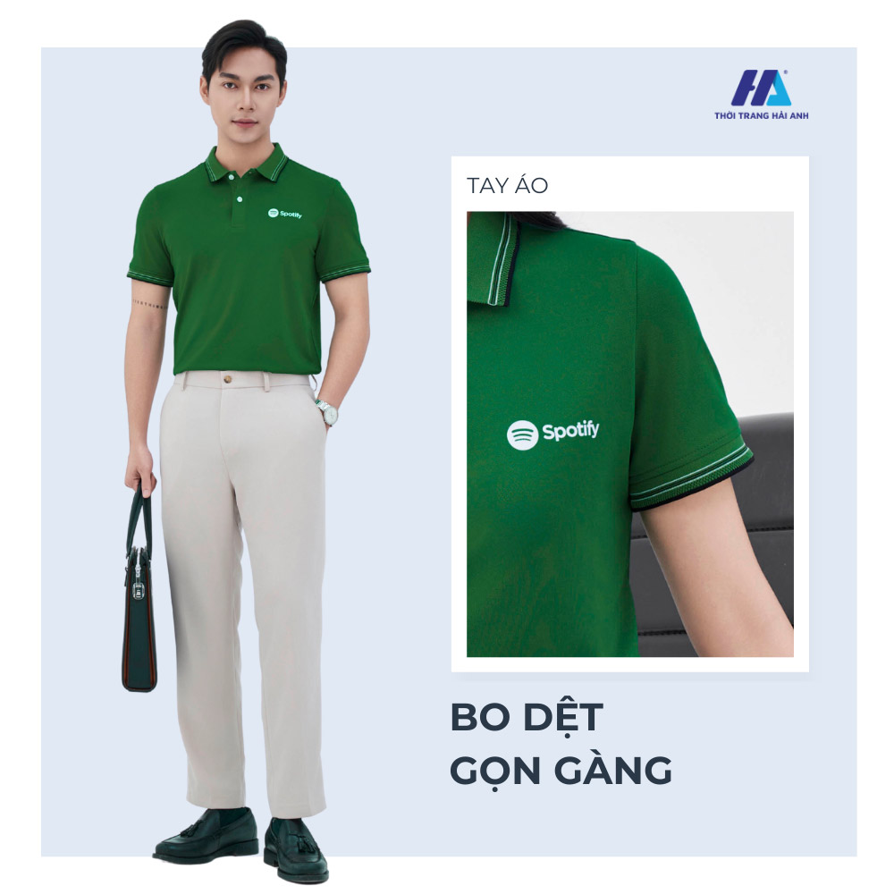 Áo thun đồng phục nổi bật với thiết kế màu xanh lá