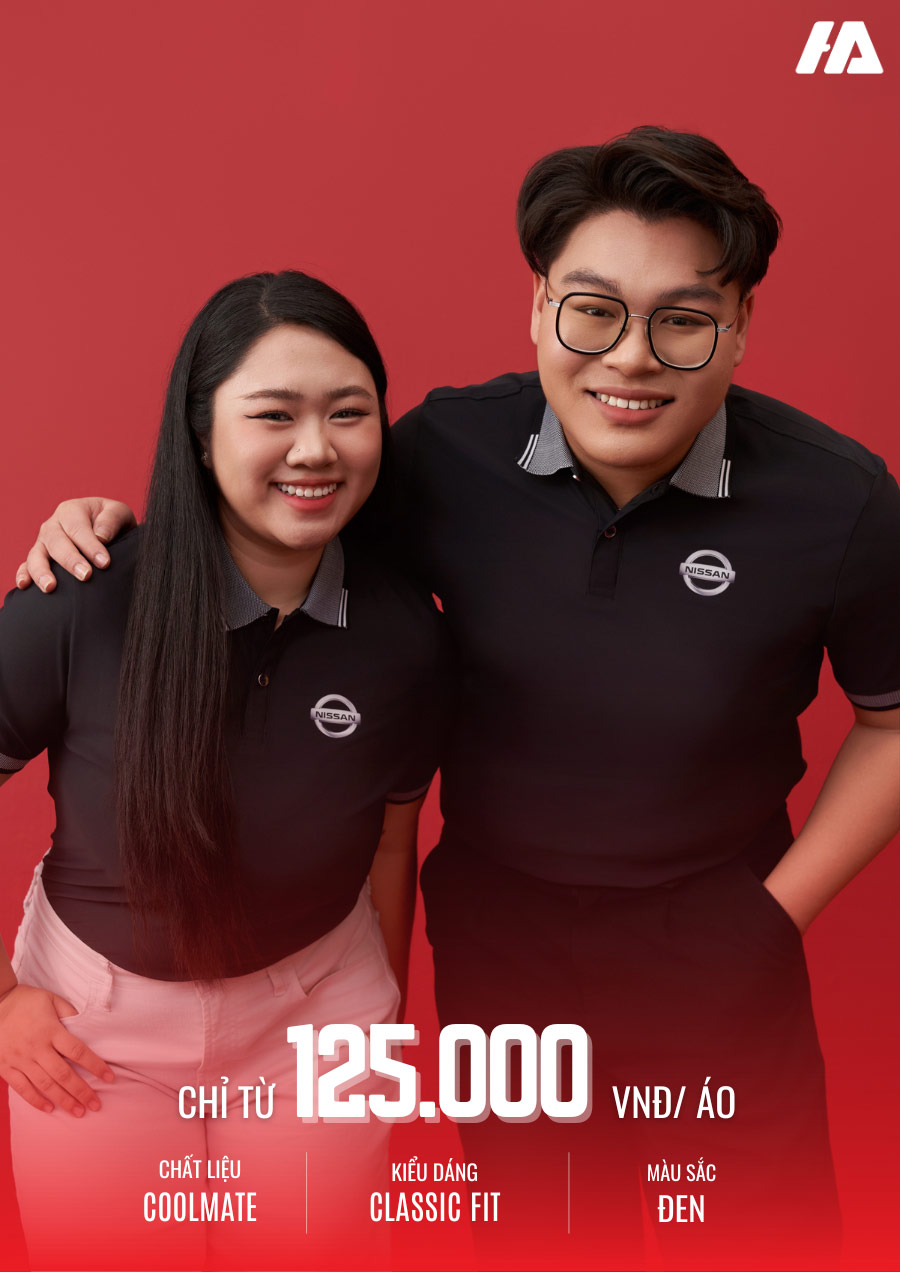 Áo thun đồng phục màu đen phối cổ dệt họa tiết trắng thanh lịch