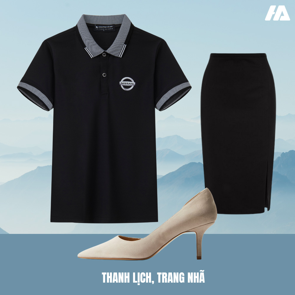 Áo polo công ty dễ dàng phối với quần tây hoặc chân váy