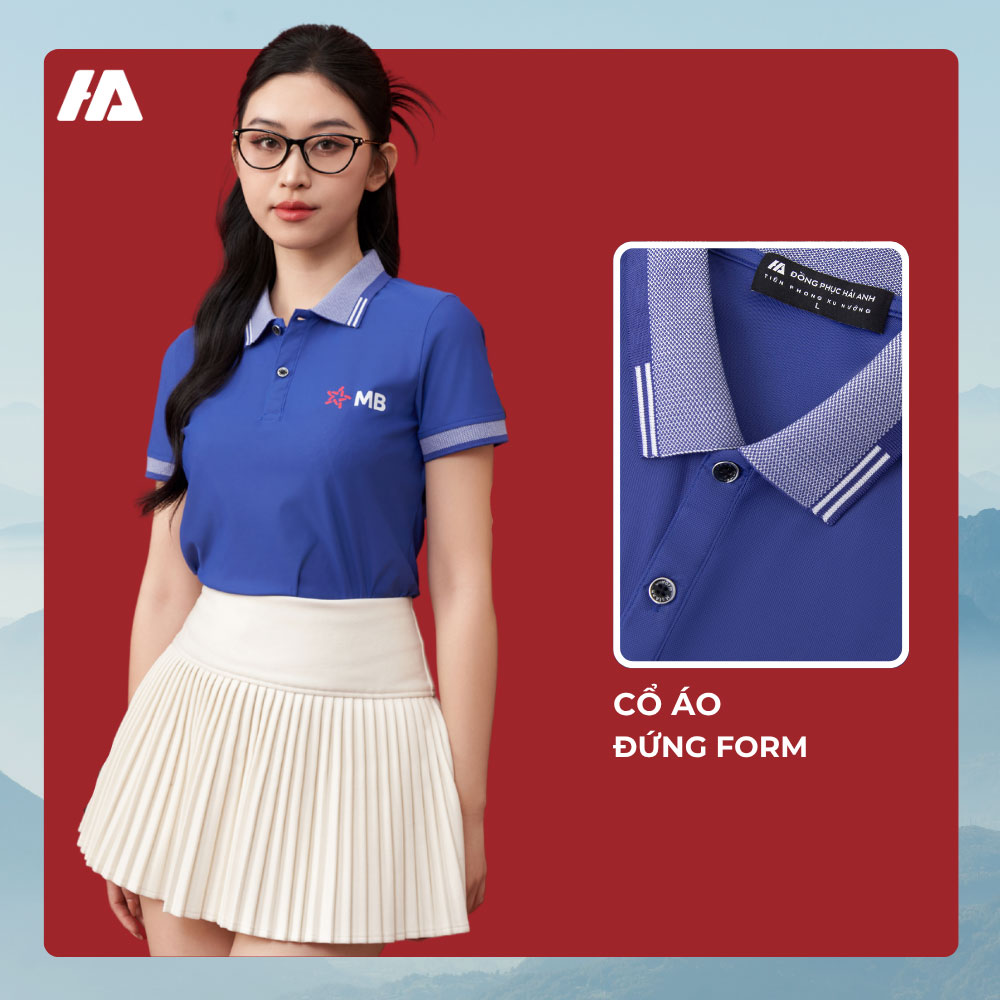 Cổ áo dệt họa tiết trắng nổi bật - form polo dễ mặc