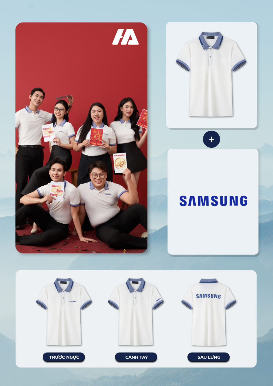 Logo công ty được in tinh tế, hài hòa với tổng thể áo