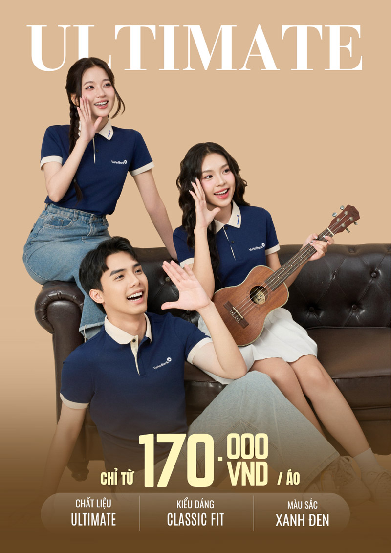 Khám phá thiết kế áo thun đồng phục màu xanh đen phối màu be thêu logo cổ trái