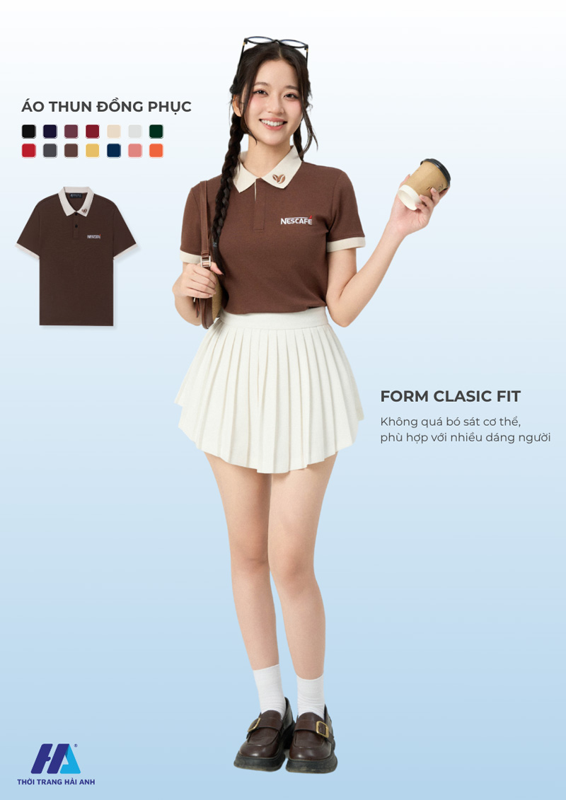Kiểu dáng áo polo đồng phục mang đến sự thoải mái, tiện lợi cho người mặc